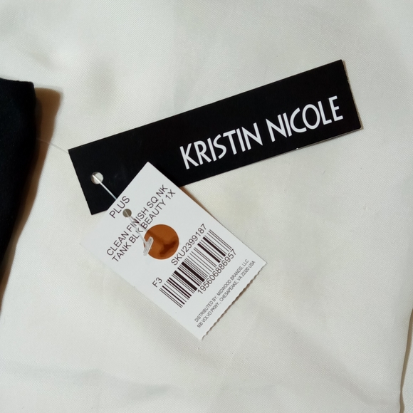 Kristin Nicole Black Clean Finish Square Neck Fitted Tank Top Sz 1X - Picture 3 of 9